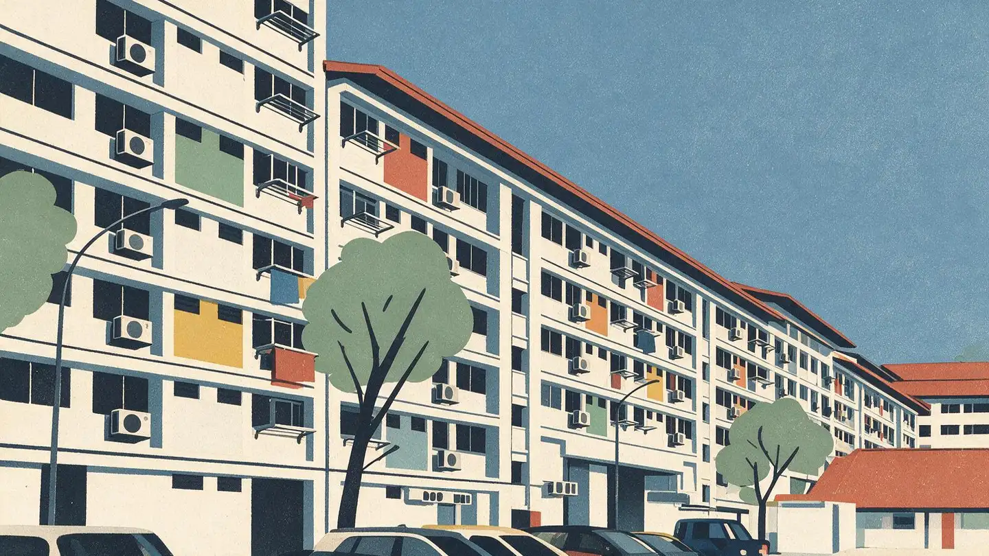 Illustration of HDB public housing blocks in Bishan, Singapore