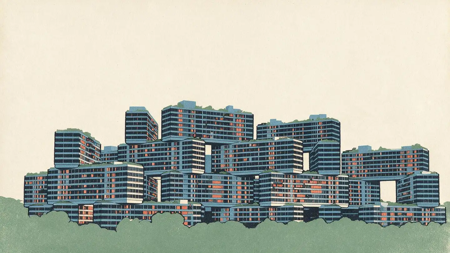 Illustration of the The Interlace condominium development on Depot Road, Singapore