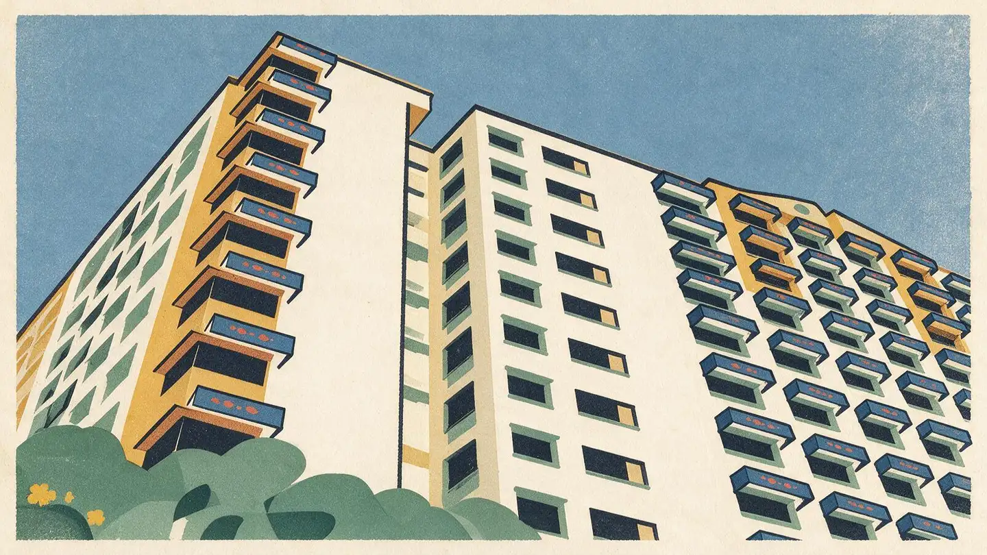 Illustration of HDB public housing blocks in Sembawang, Singapore
