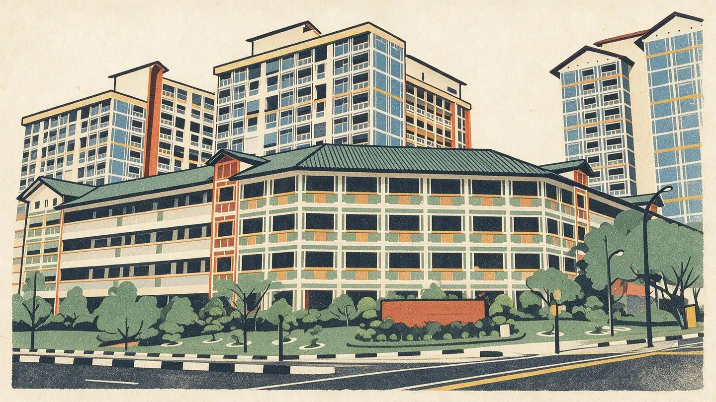 Illustration of HDB public housing blocks in Serangoon, Singapore