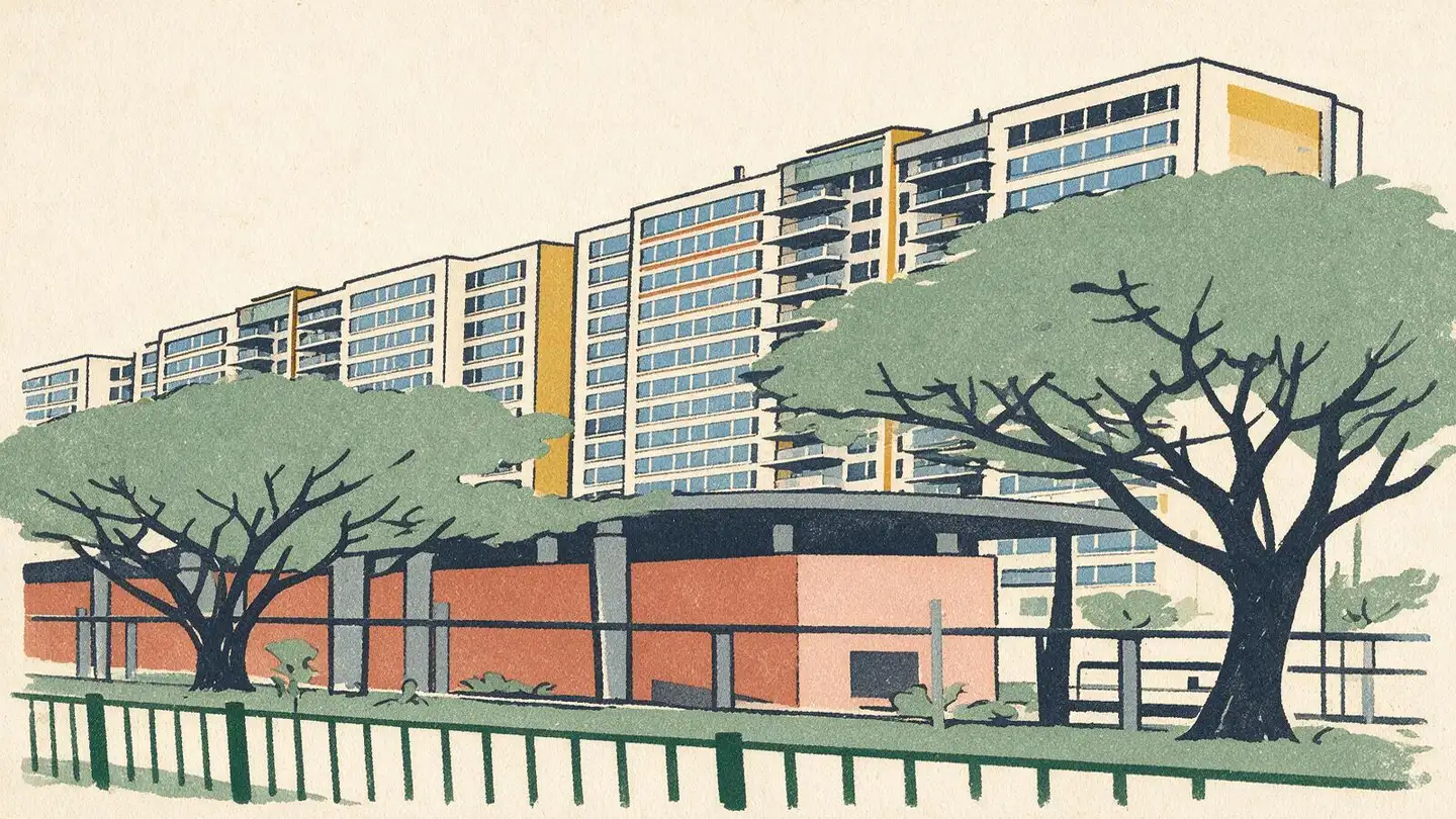 Illustration of the Kovan Residences condominium development on Kovan Road, Singapore